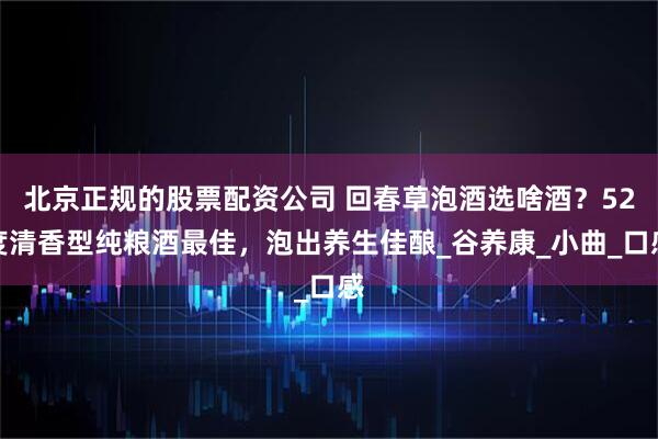 北京正规的股票配资公司 回春草泡酒选啥酒？52度清香型纯粮酒最佳，泡出养生佳酿_谷养康_小曲_口感