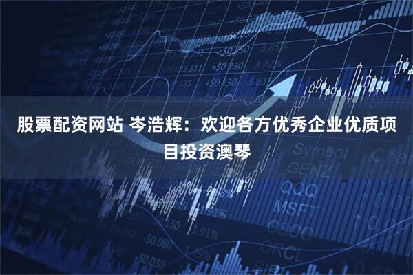 股票配资网站 岑浩辉：欢迎各方优秀企业优质项目投资澳琴